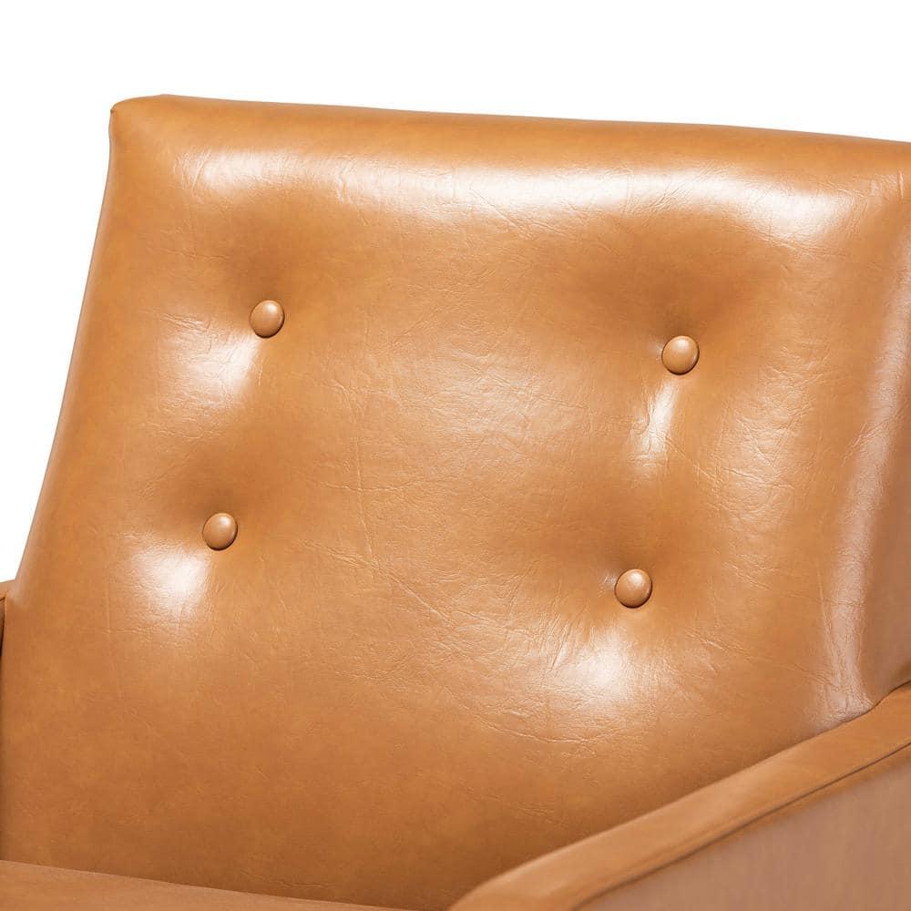 Perris Mid-Century Faux Leather Upholstered Wood Lounge Chair Walnut/Brown - Baxton Studio: Indoor Elegant Comfort