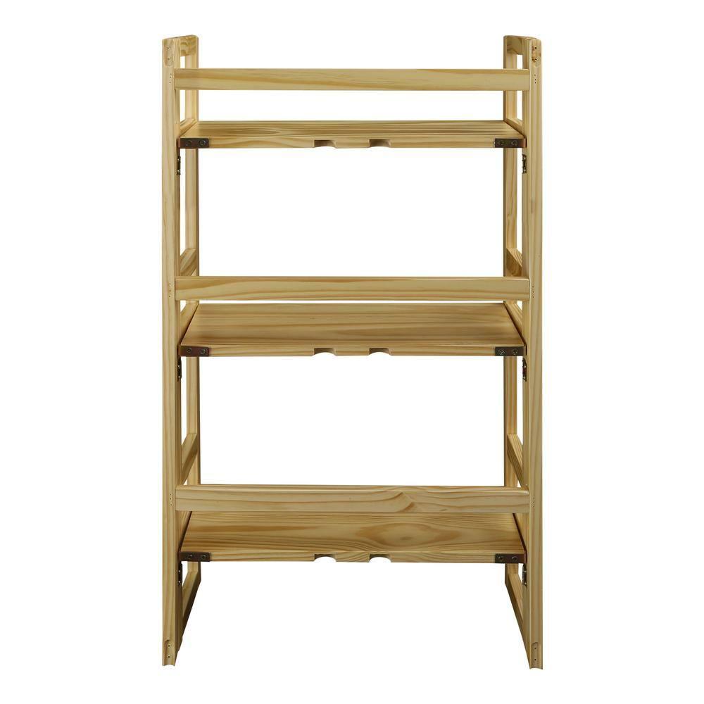 Casual Home 3 Shelf Folding Student Office Bedroom Living Room Bookcase, Natural
