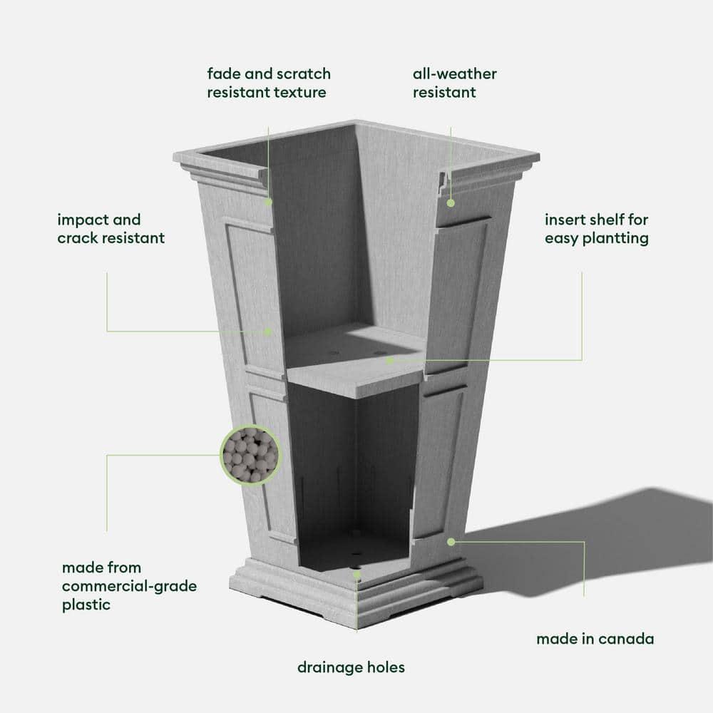 Veradek Brixton Tall 26" Plastic Planter - Gray