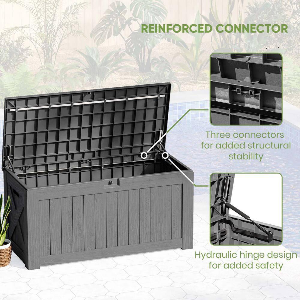 Patiowell 120 Gallon Large Deck Box, Outdoor Lockable Storage Box for Gardening Tools, Waterproof Deck Box for Patio Furniture, Grey