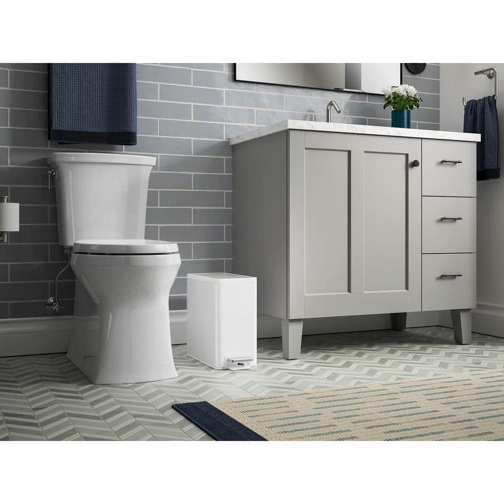 Reset 2.5-Gallon Bathroom Trash Can, Slim Stainless Steel Step Trash Can with Quiet-Close Lid