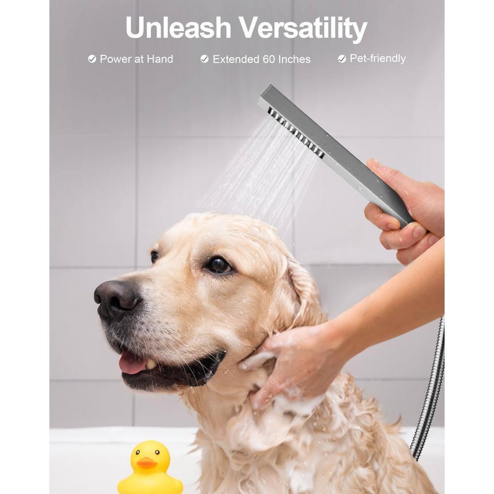 GRANDJOY Dual Wall Mount Rainfall Shower Head System Luxury Adjustable 12 inch & 6 inch Shower Faucet Set with Handheld Shower Spray Thermostatic Pressure Balance Value, Brushed Nickel