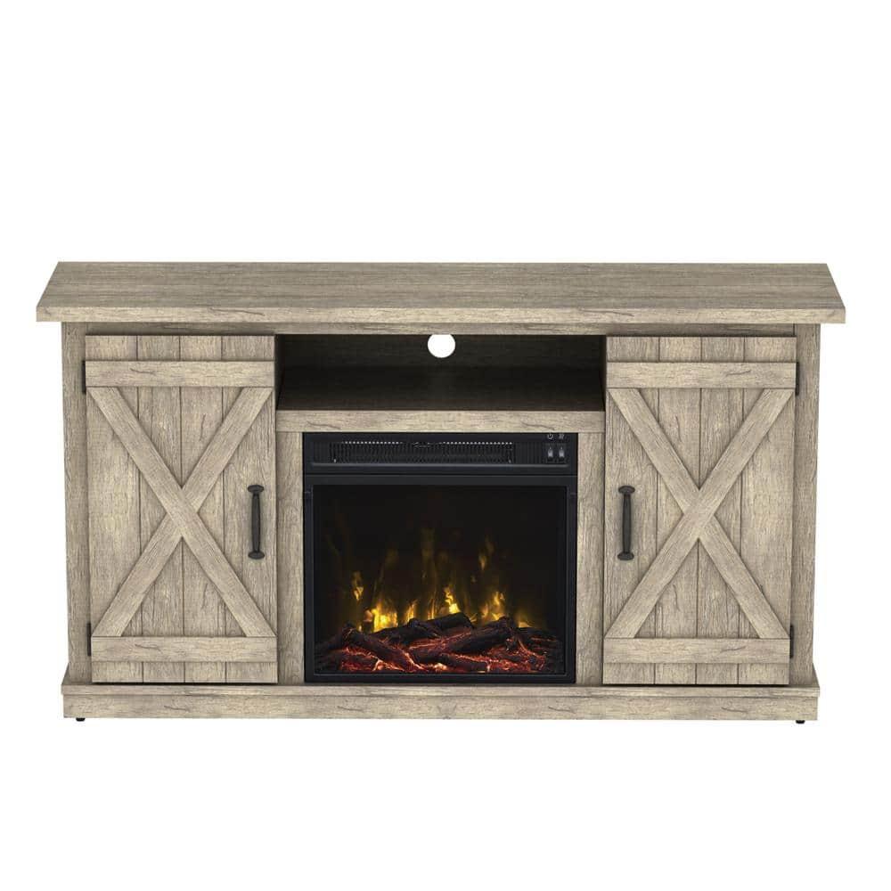 Cottonwood 55" TV Stands with Electric Fireplace, Ashland Pine