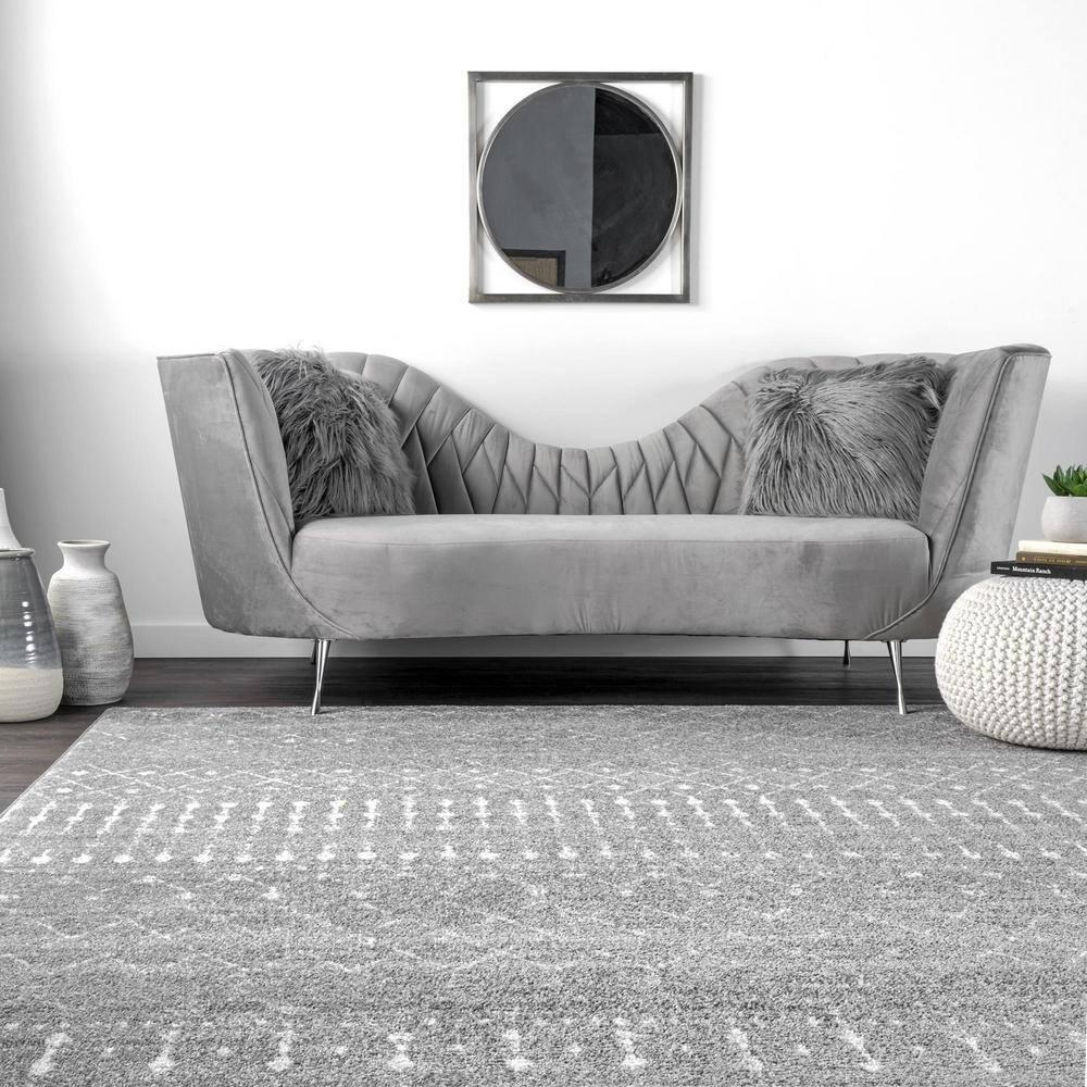 Handmade Dark Grey Geometric Oval 5' x 7' Synthetic Rug