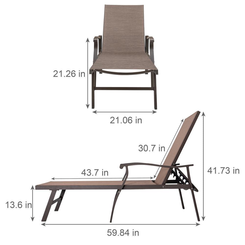 Crestlive Products Tumbonas Ajustables de Aluminio para Patio Exterior (Juego de 2) con Brazos - Ver Imagen Marrón