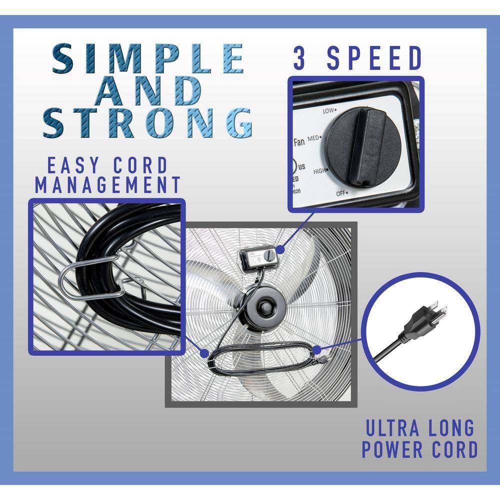 iLIVING 30 Inches High Velocity Drum Fan Industrial, Commercial, (Residential) Air Circulator for Garage, Shop, Patio, Barn, Greenhouse, Speed Control 8300CFM, UL Listed