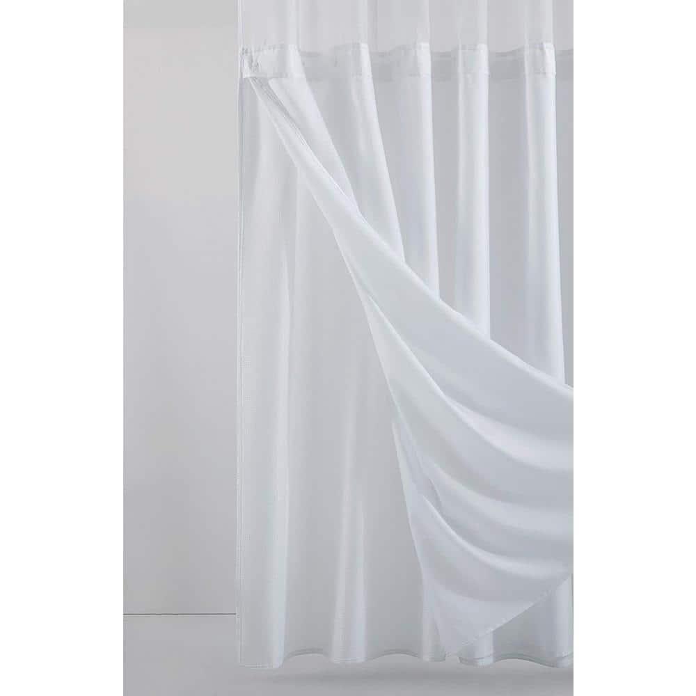Dainty Home Complete Shower Curtain With Detachable Liner - White