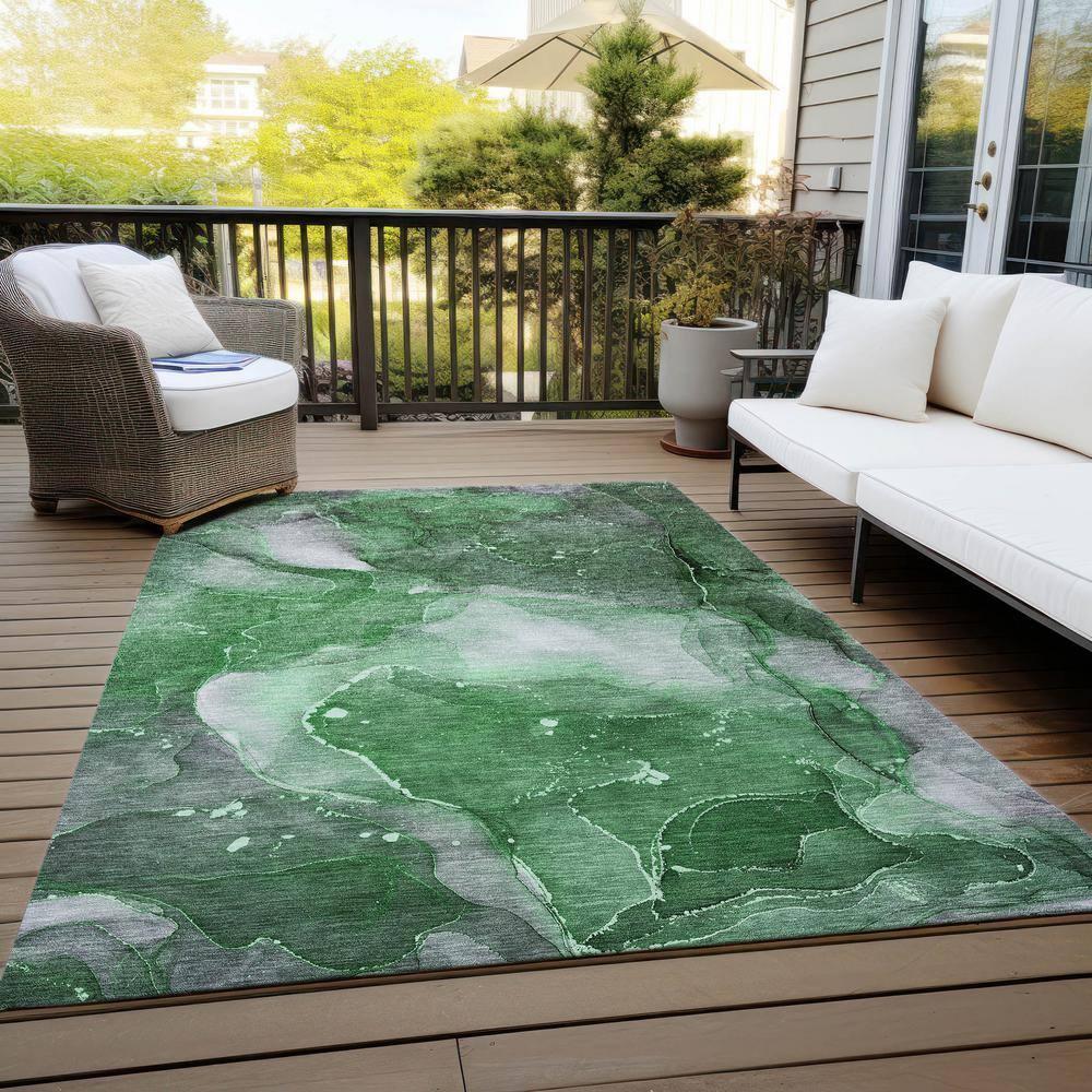 Addison Rugs Chantille ACN522 Green 3' x 5 Indoor Outdoor Area Rug, Stain Resistant, Machine Washable, Non Shedding, Bedroom, Living Room, Dining Room, Kitchen Rug