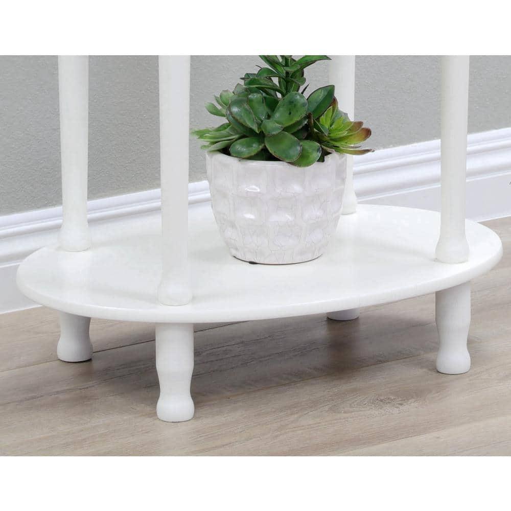 Classic Brandi White Oval End Table with Shelf