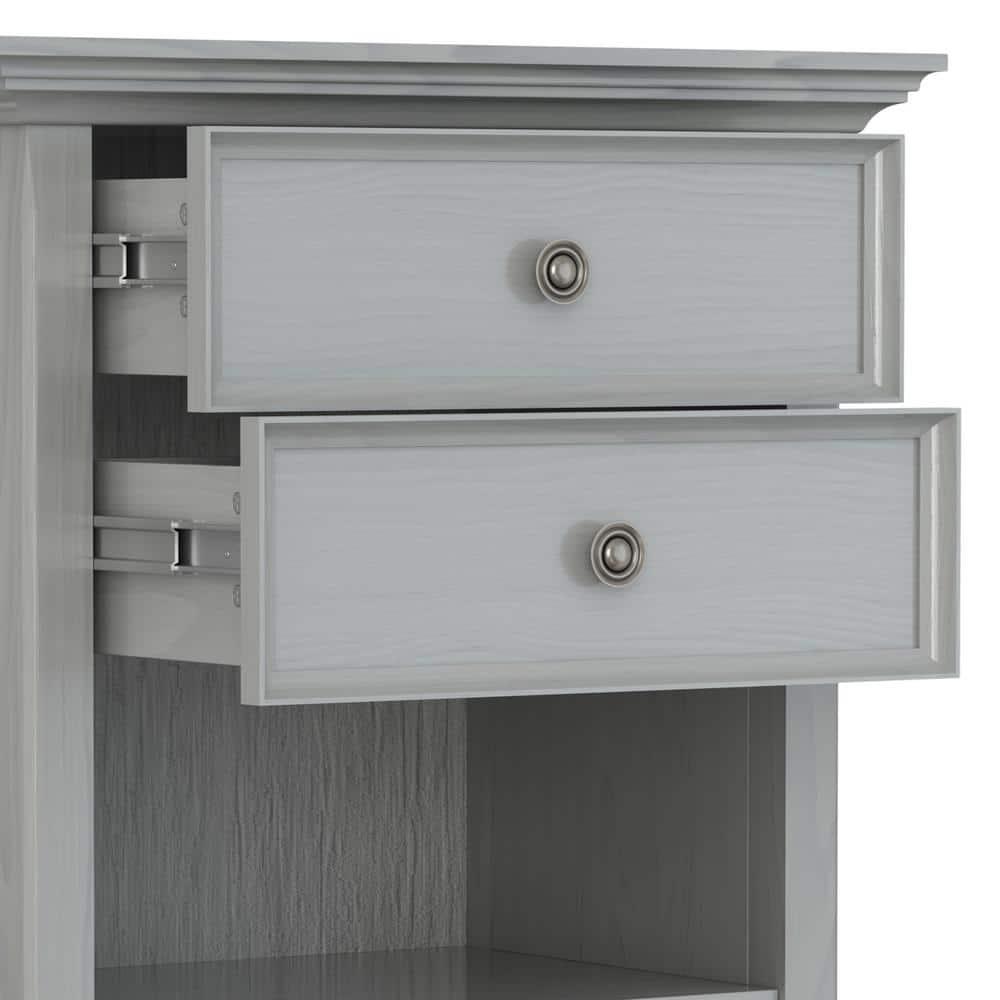Simpli Home Amherst Solid Wood Bedside Table In Fog Grey