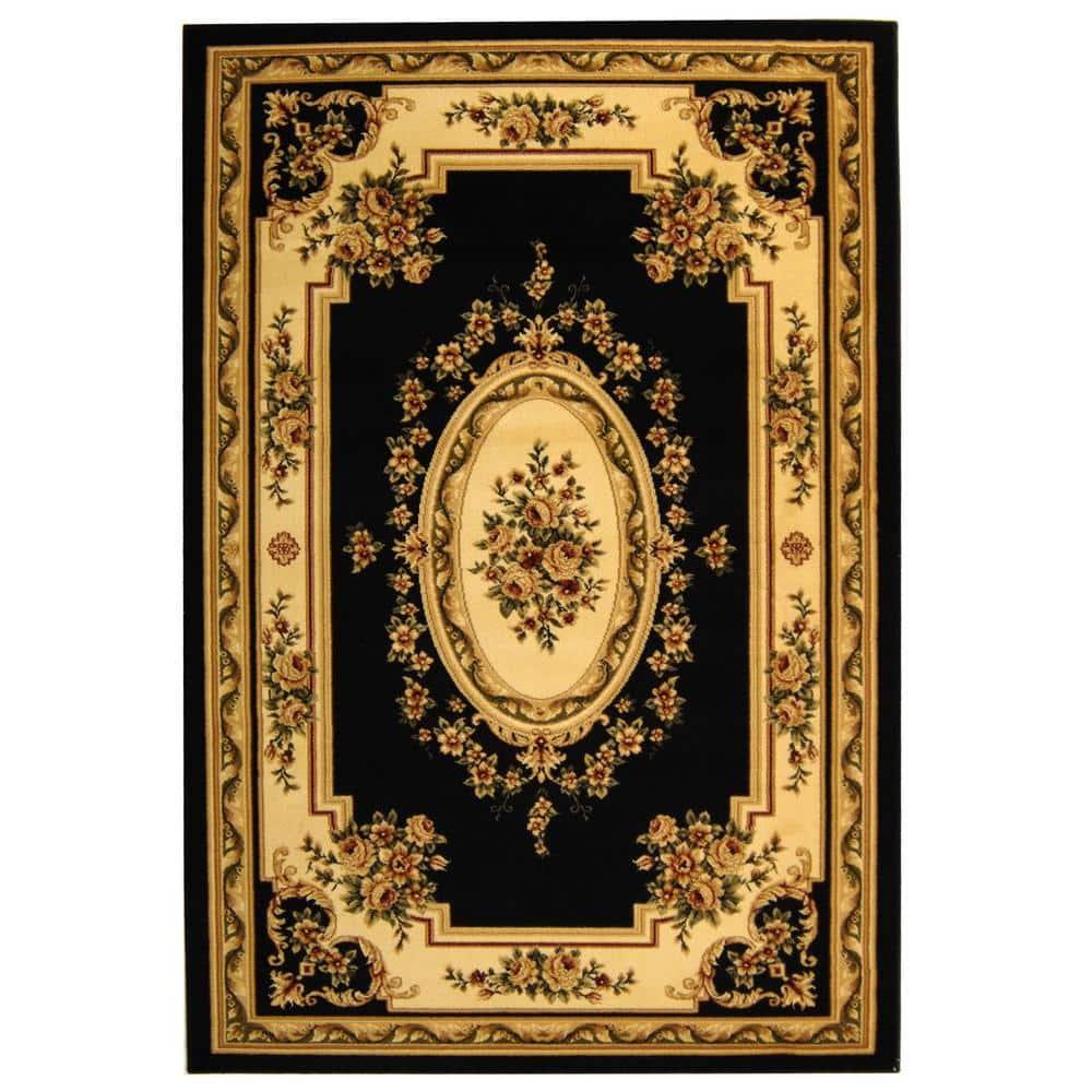 Lyndhurst LNH218 Power Loomed Area Rug - Black/Ivory - 5'3"x7'6" - Safavieh