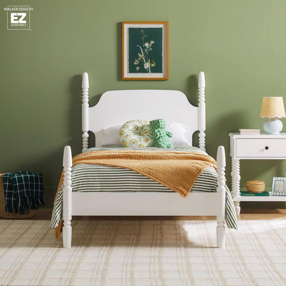 Vivienne Traditional Easy Assembly Solid Wood Twin Spindle Bed