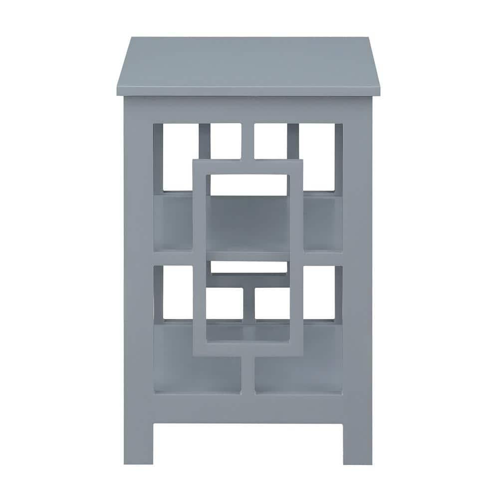 Convenience Concepts Town Square End Table with Shelves in Gray Wood Finish