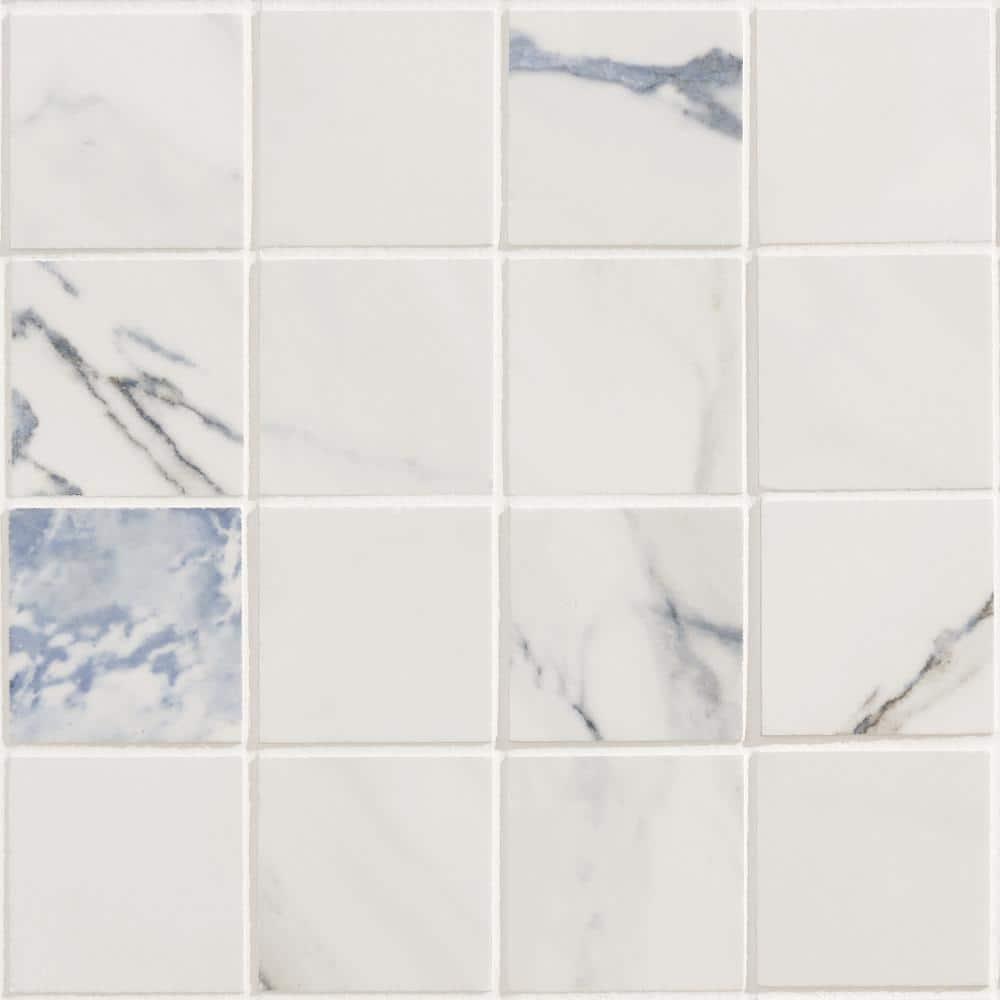 Calacatta Indigo 2" x 2" Porcelain Grid Mosaic Wall & Floor Tile