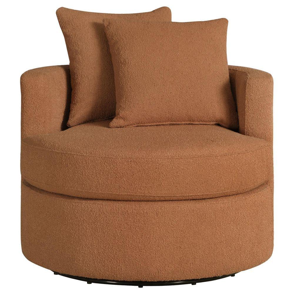 Coaster Debbie Transitional Fabric Upholstered Swivel Accent Chair Burnt Orange