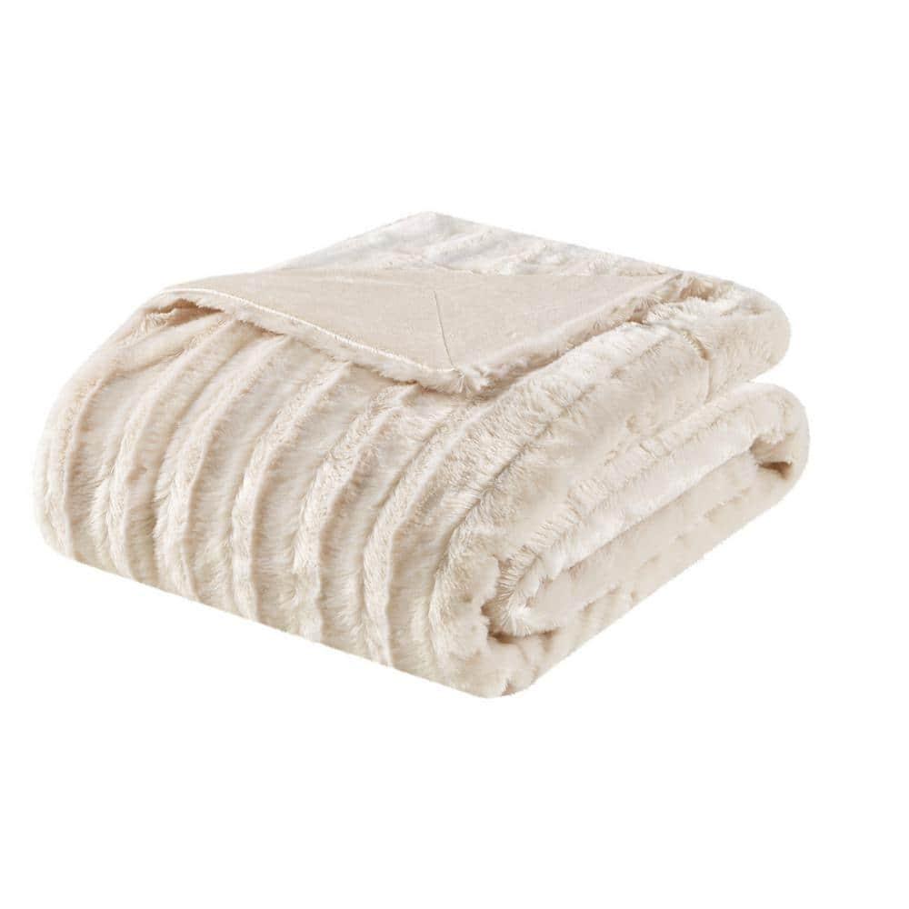 Madison Park Duke Champagne Long Fur Throw 50x60"