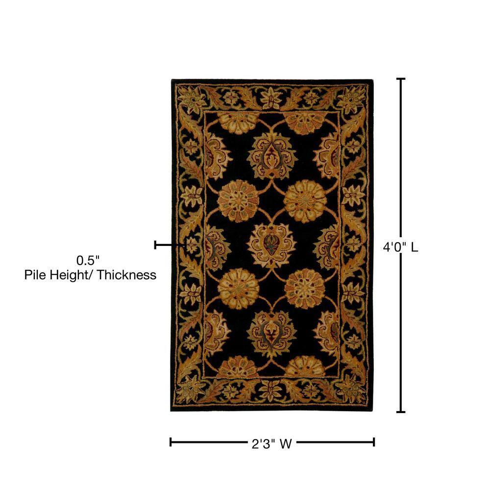 SAFAVIEH Heritage Portmont Traditional Wool Area Rug, Black, 2'3" x 4'