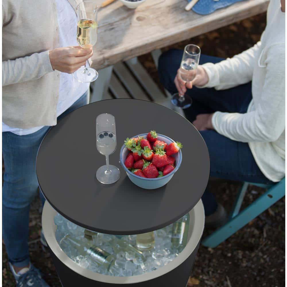 Keter Keter 32 Qt. Cool Bar Cooler Outdoor Weather Resistant Patio Furniture 2 in 1 Pop Up Cocktail Side Table and Beverage Cooler Combo