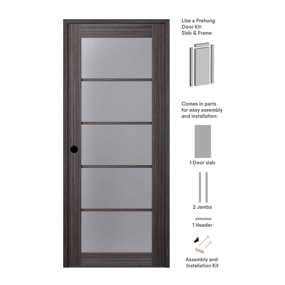 Palladio 5 Lite DIY-Friednly Manufactured Wood and Glass Single Prehung Interior Door
