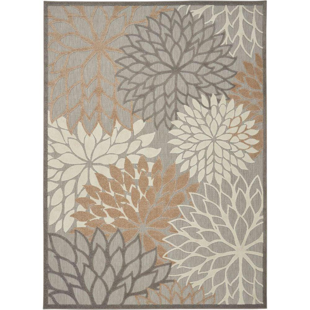 Nourison Aloha Floral Bloom Flatweave High-Low Indoor Outdoor Area Rug Natural 7' x 10'