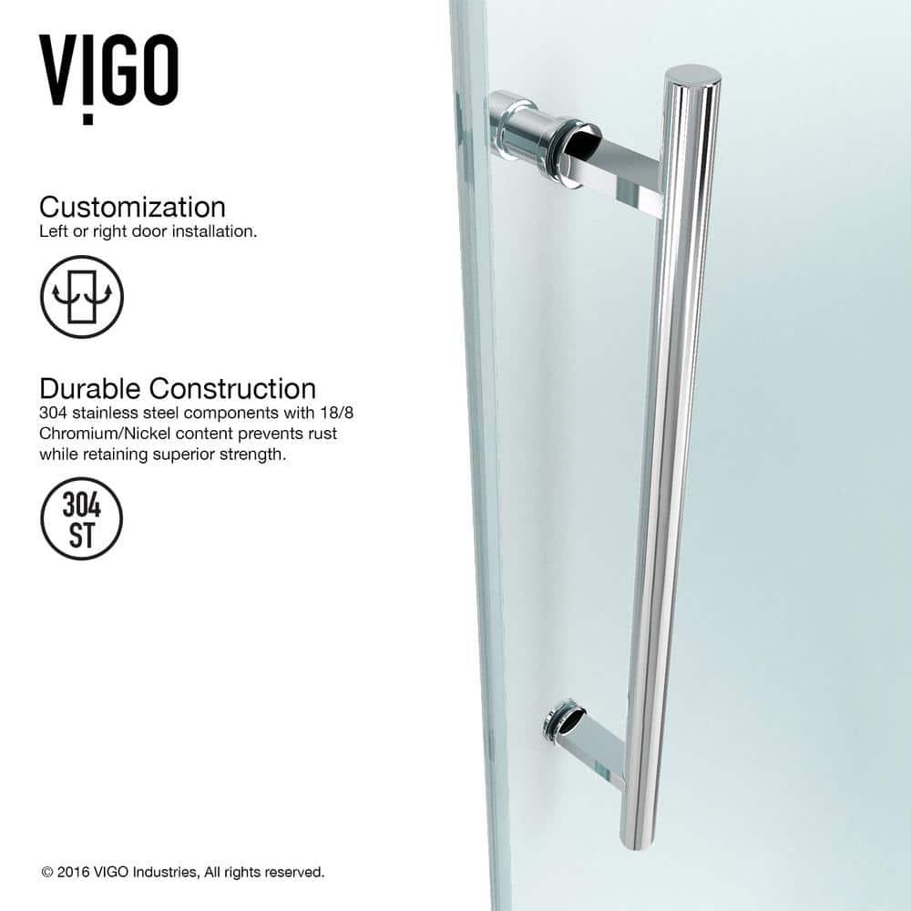 Elan 56-60" W x 66" H Sliding Frameless Tub Door with 3/8" Clear Glass
