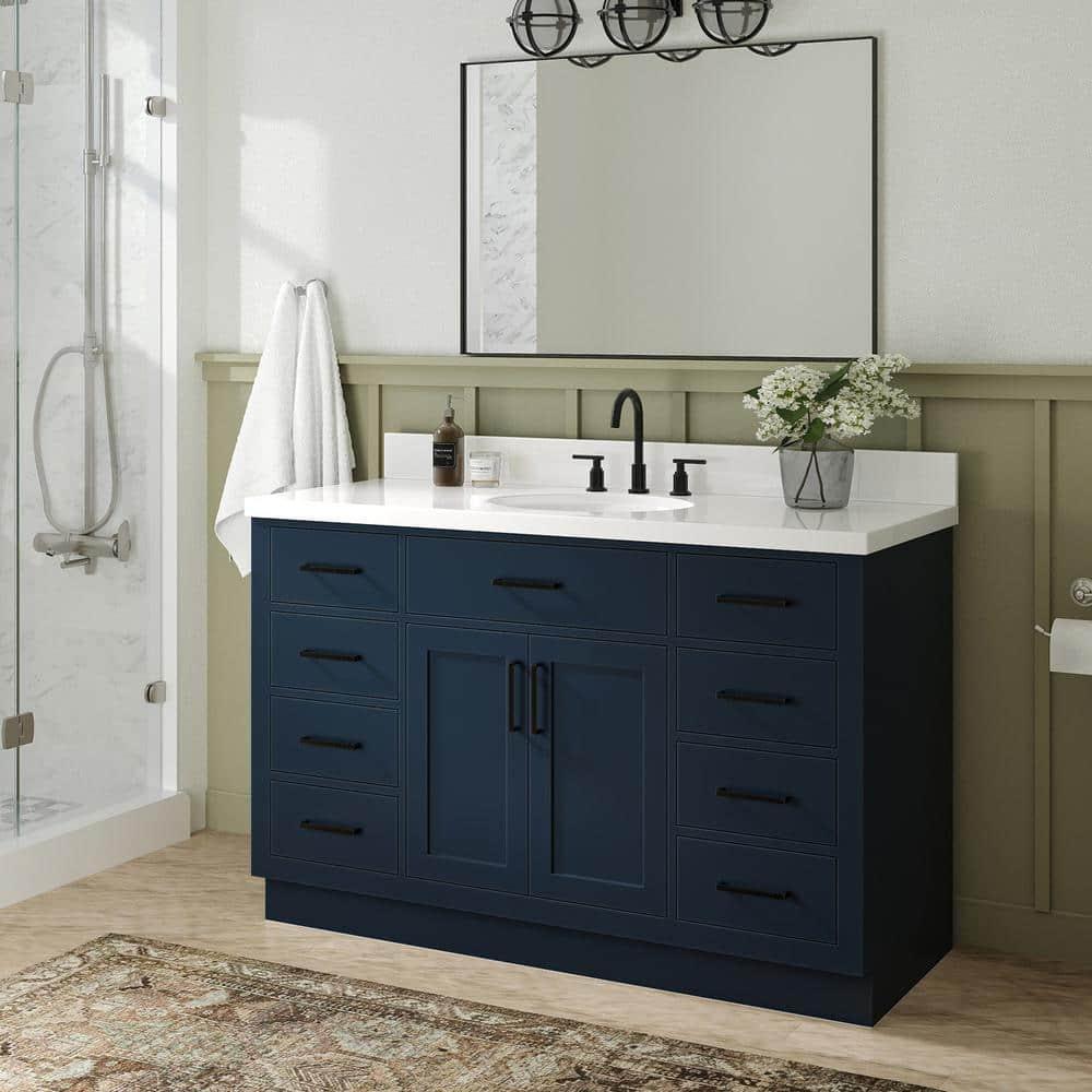 Ariel T054s-Bc Hepburn 54" Single Free Standing Vanity Cabinet Only - Blue