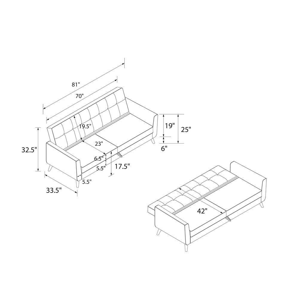 Dorel Home Products Parker Faux Leather Futon with Storage Camel