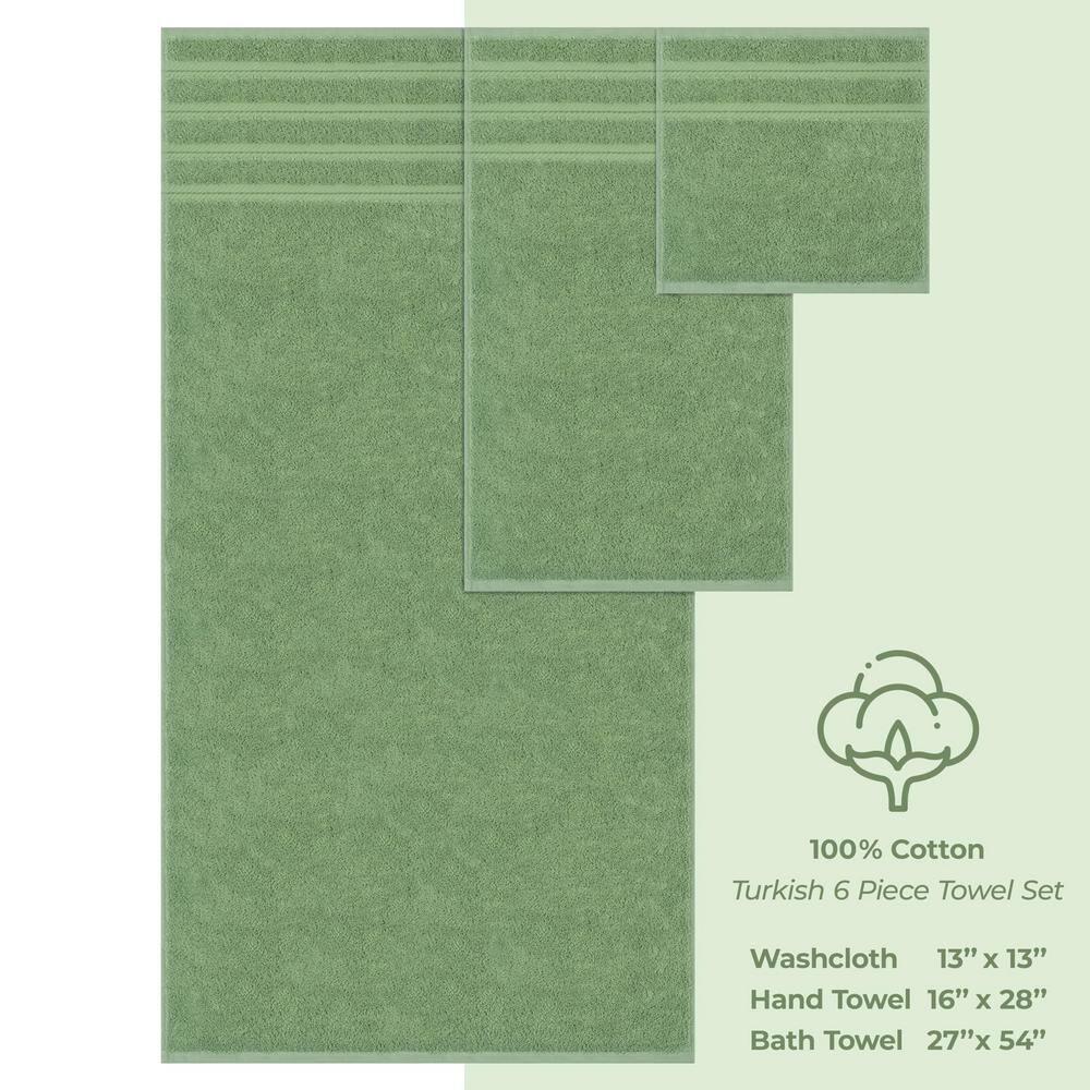 American Soft Linen 6 Piece Towel Set, 100% Cotton Bath Towels for Bathroom, Sage Green