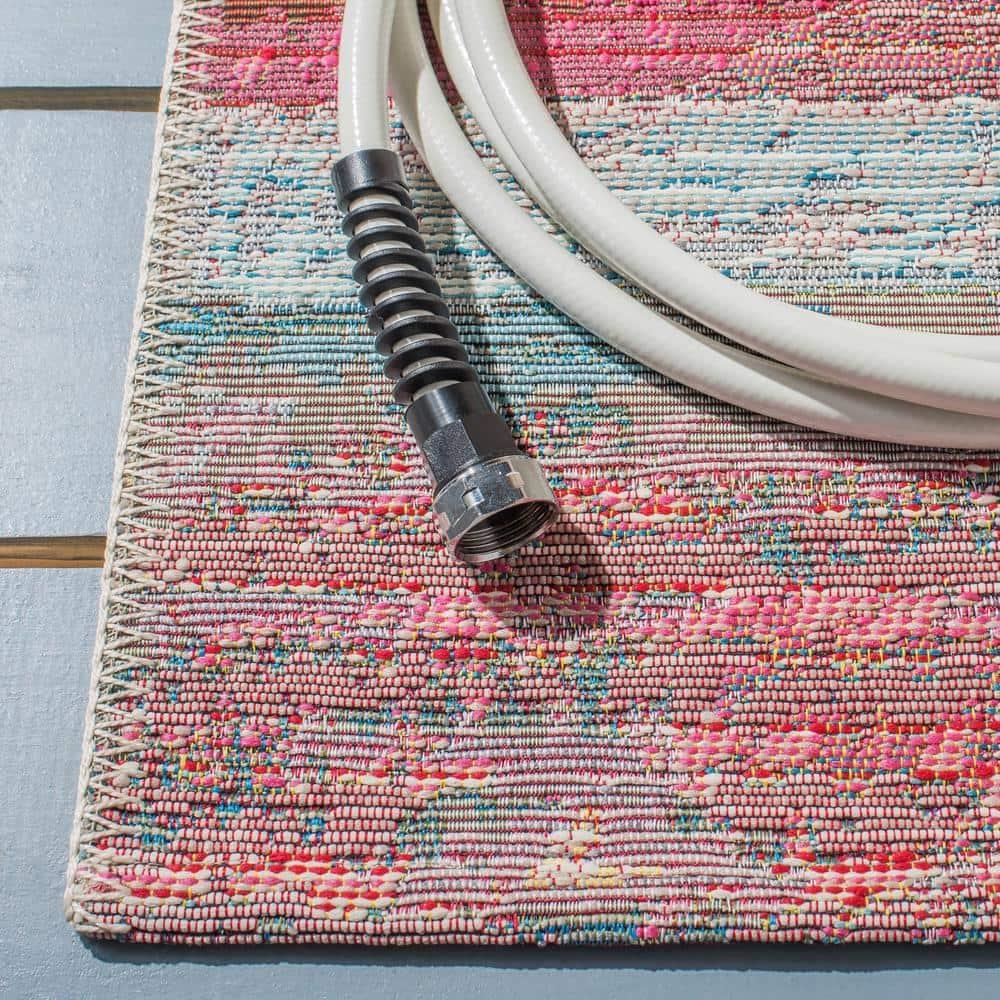 Barbados 500 BAR554 Power Loomed Indoor/Outdoor Area Rug - Light Blue/Pink - 8'x10'5" - Safavieh