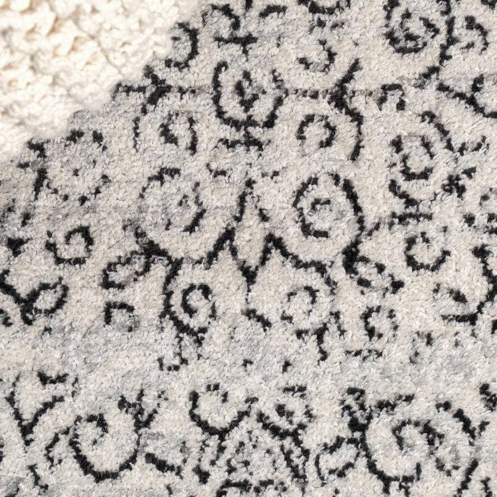 8'x10' Ferro Filigree Charcoal Black and White Area Rug, Gray/Black - JONATHAN Y