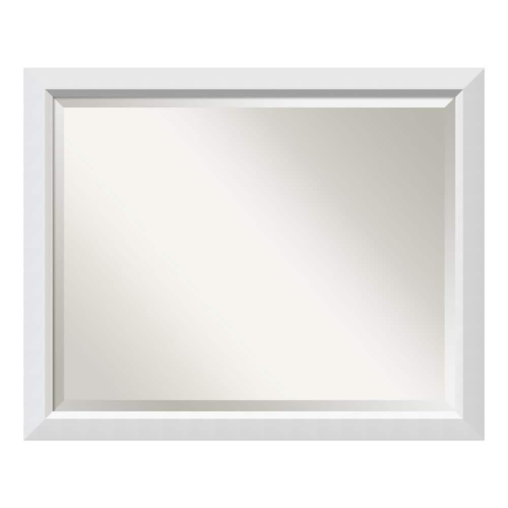 32" x 26" Blanco Wood Framed Bathroom Vanity Wall Mirror White - Amanti Art: Satin Finish, No Assembly Required