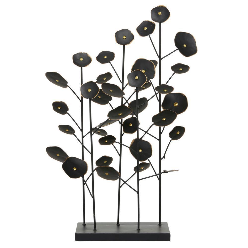 14" x 21" Black Metal Leaf Sculpture, by DecMode