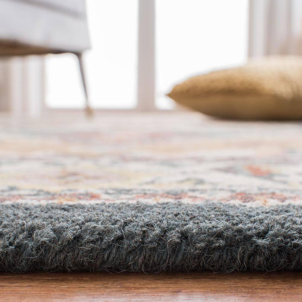 Handmade Dark Green and Brown Wool Tufted Rug, 6' x 9'