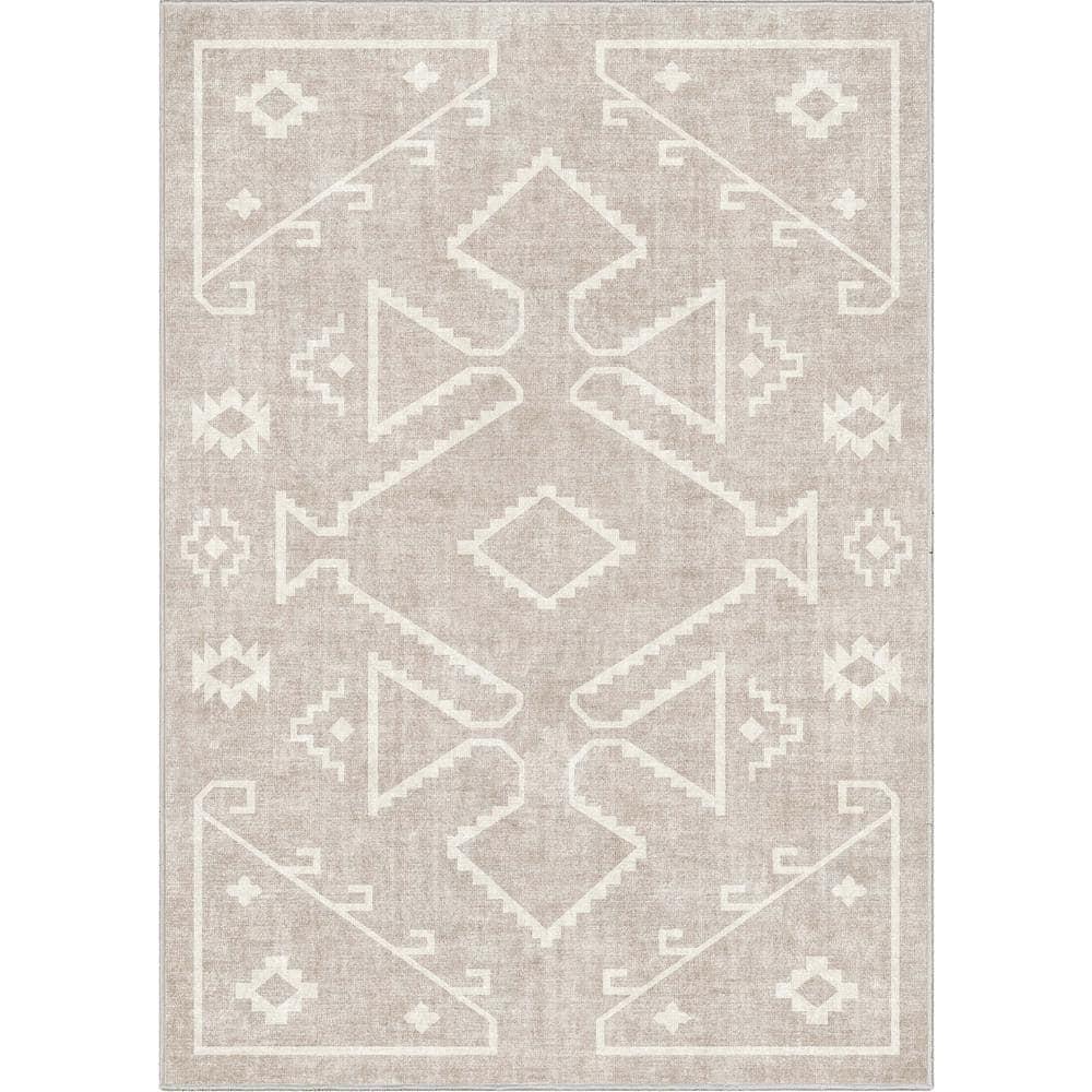 Well Woven Apollo Bottineau Vintage Southwestern Beige Flatweave 5'3" x 7'3" Area Rug