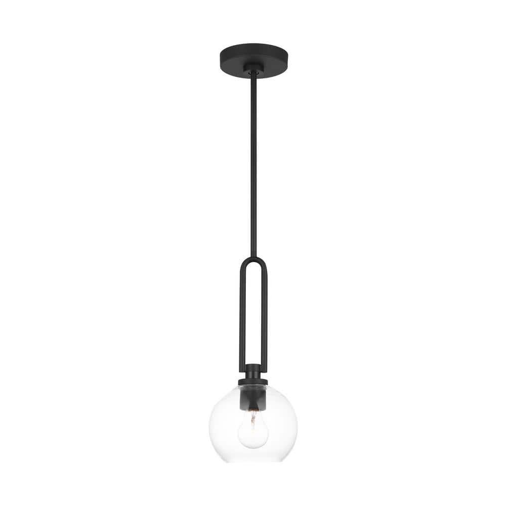 Codyn 1-Light Midnight Black Statement Mini Pendant Light with Clear Glass Shade