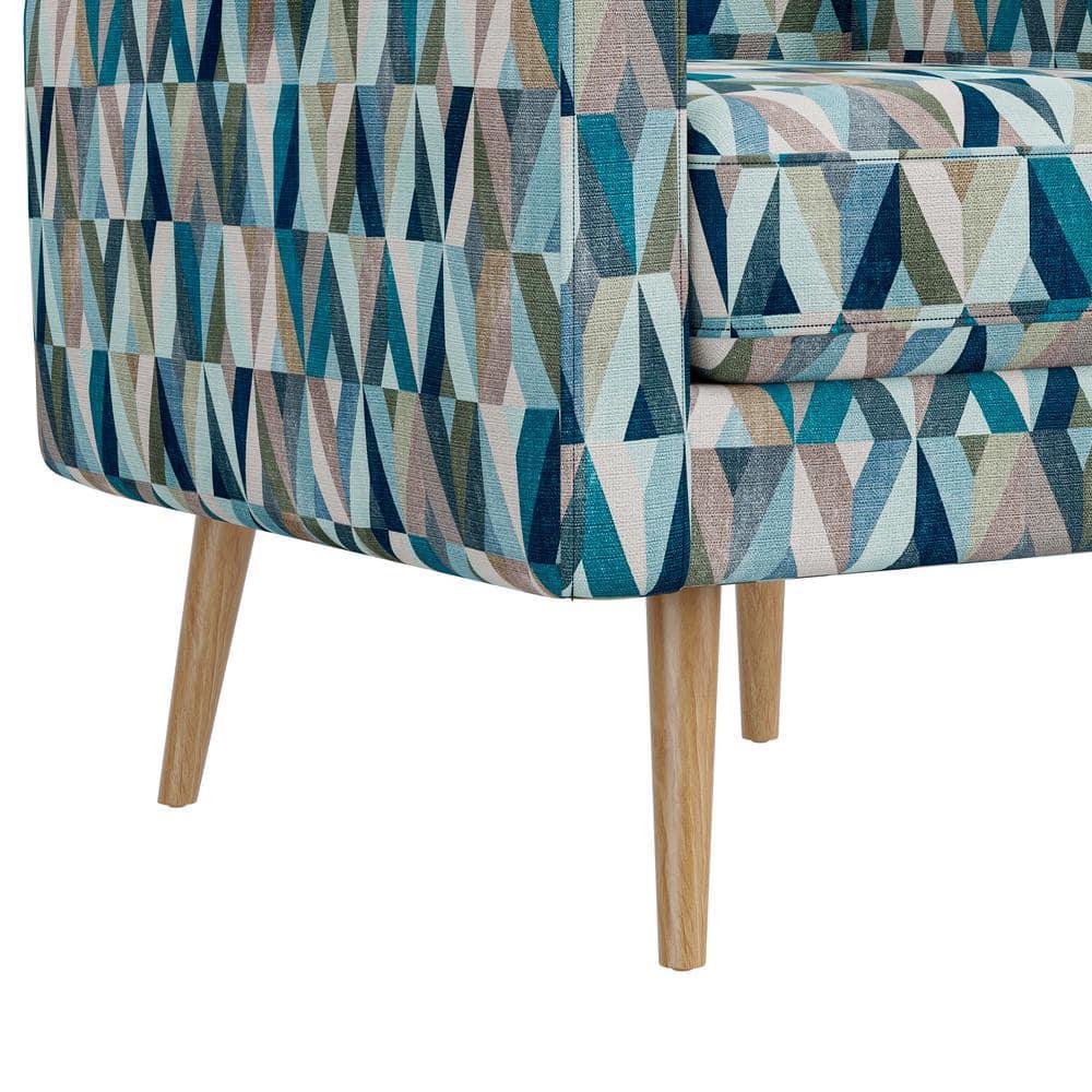 Homesvale Mindy Mid-Century Modern Living Room Armchair, Multi Blue Prism Polyester