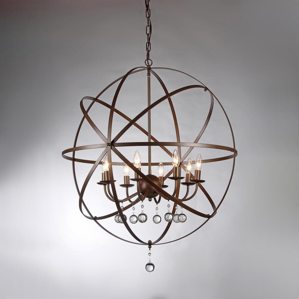 Warehouse of Tiffany Jossie 8-light Crystal 30-inch Bronze-finish Chandelier - 22" x 21" x 21"