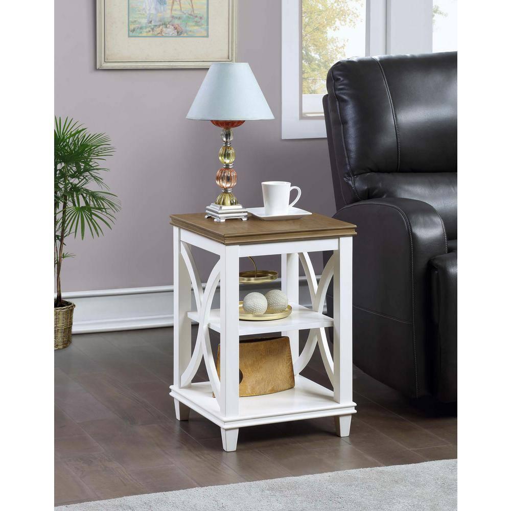 Convenience Concepts Florence End Table in White and Brown Wood Finish