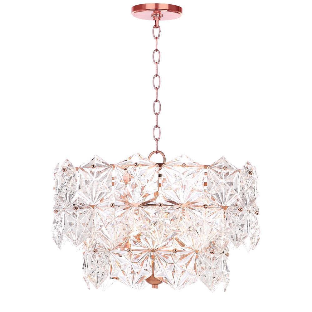 Sia 4 Light 19" Pendant - PND4001 - Clear/Copper - Safavieh