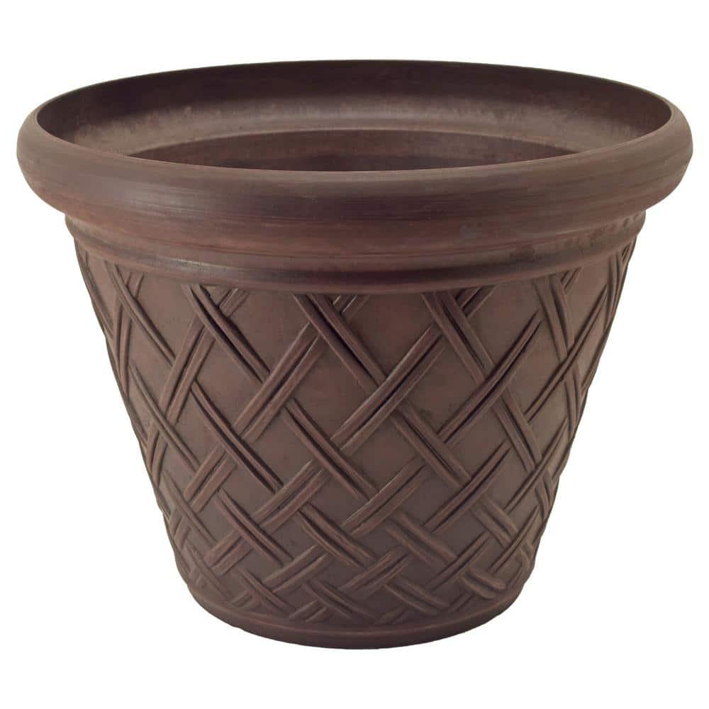 PSW Pot Collection Basket Weave Planter Pot for Indoor and Outdoor Plants and Gardens, 18-inch, Chocolate