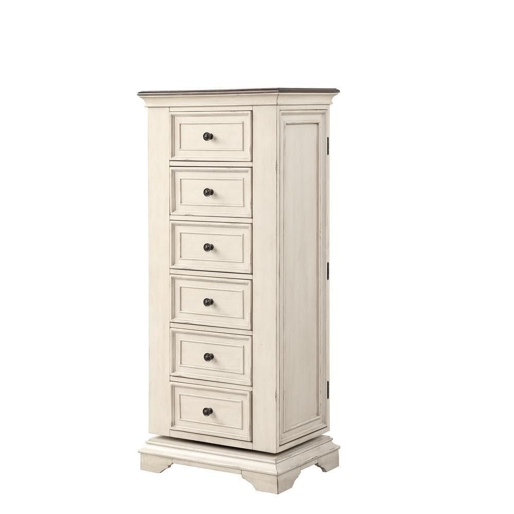 New Classic Furniture Anastasia 6-Drawer Wood Chest with Mirror, White
