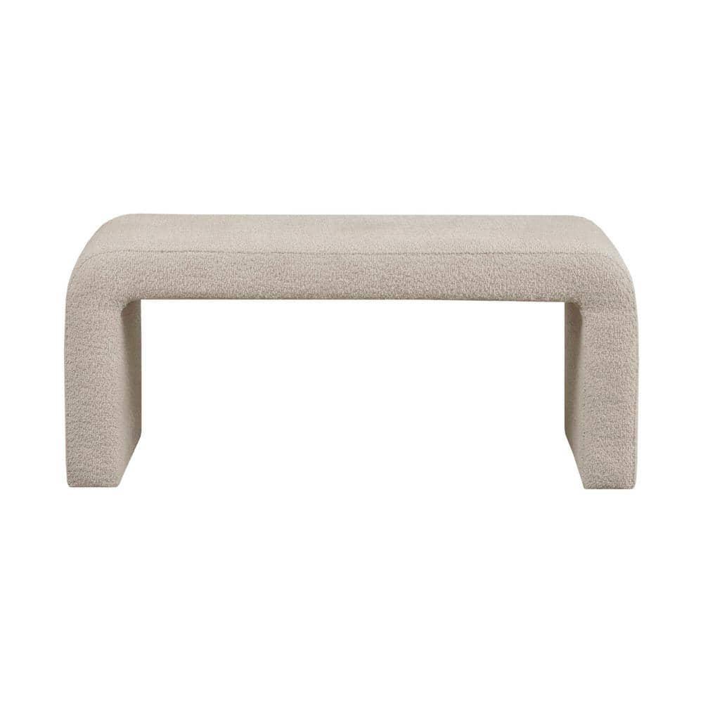 INK+IVY Steve 42" Contemporary Polyester Boucle Fabric Waterfall Bench in Beige
