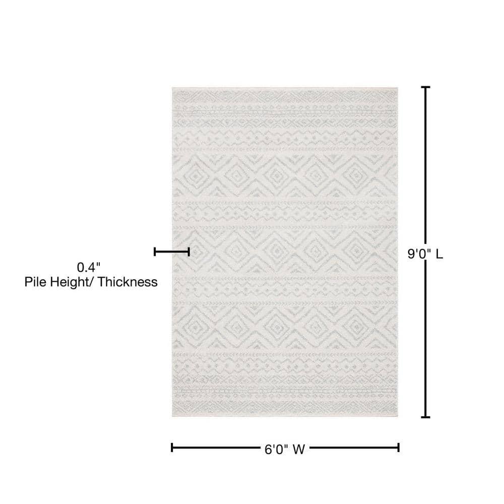 Tulum TUL267 Power Loomed Indoor Area Rug - Ivory/Light Grey - 6'x9' - Safavieh