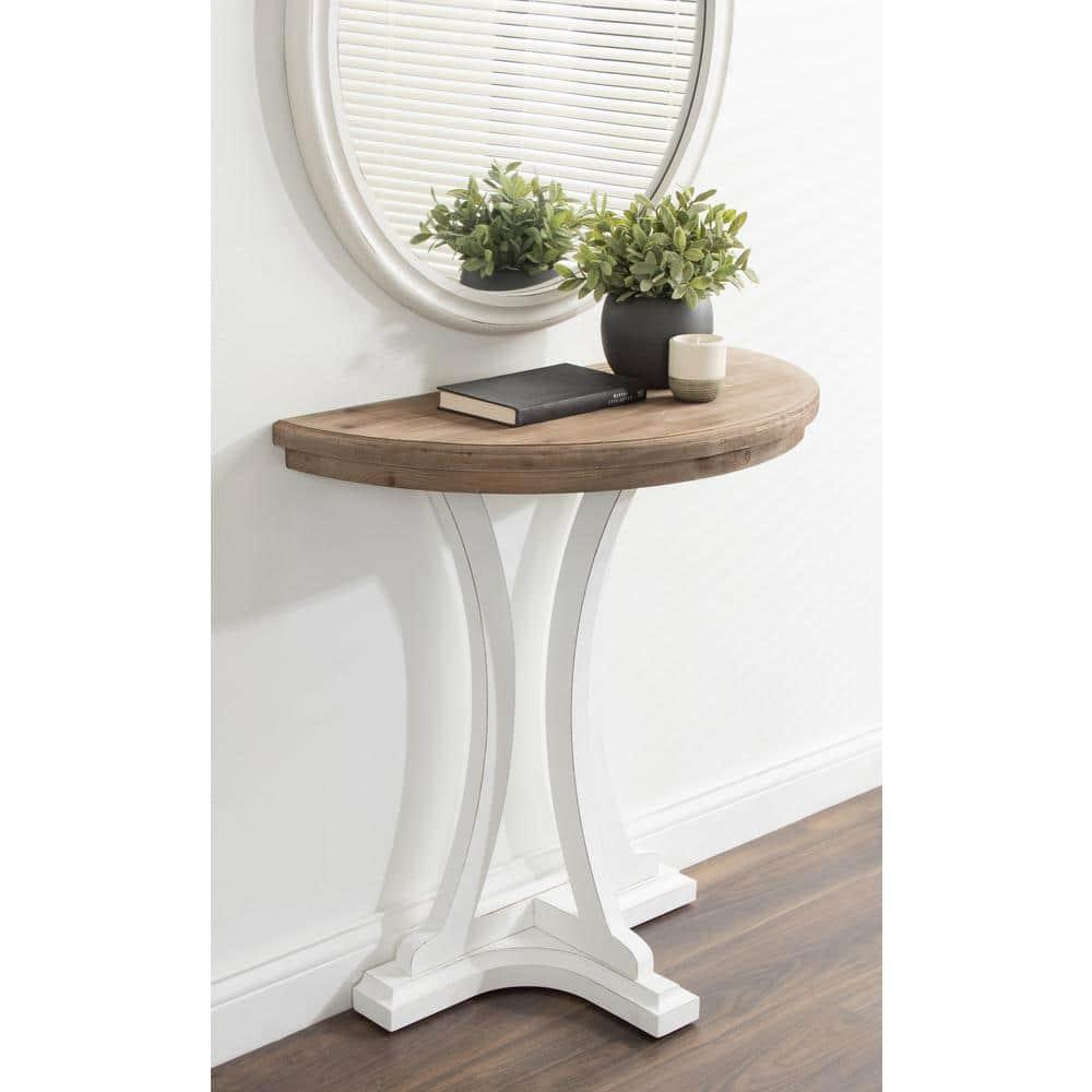 Kate and Laurel Linsley Half Circle Wood Console Table, 30x15x31, Rustic Brown