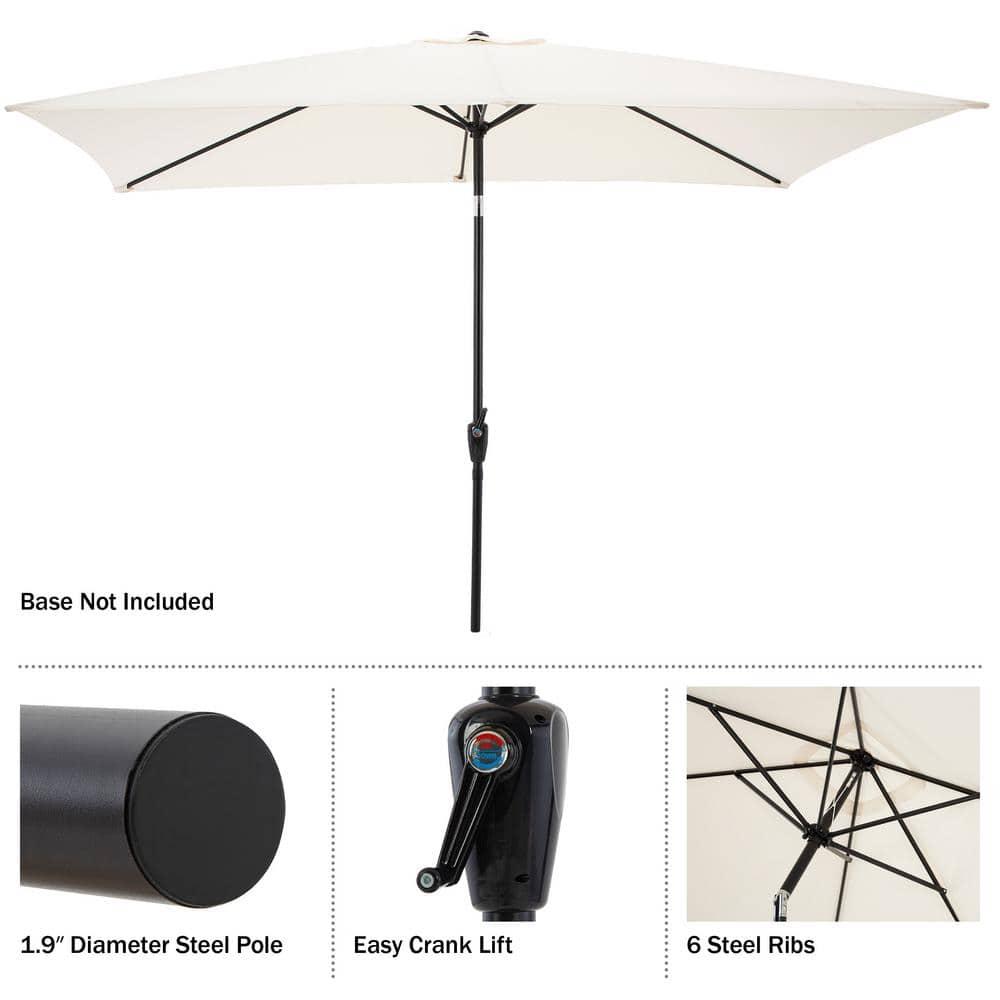 Rectangular Patio Umbrella - 10 Ft Easy Crank Sun Shade with Push Button Tilt for Outdoor Furniture, Deck, Backyard, or Pool by Pure Garden (Beige)