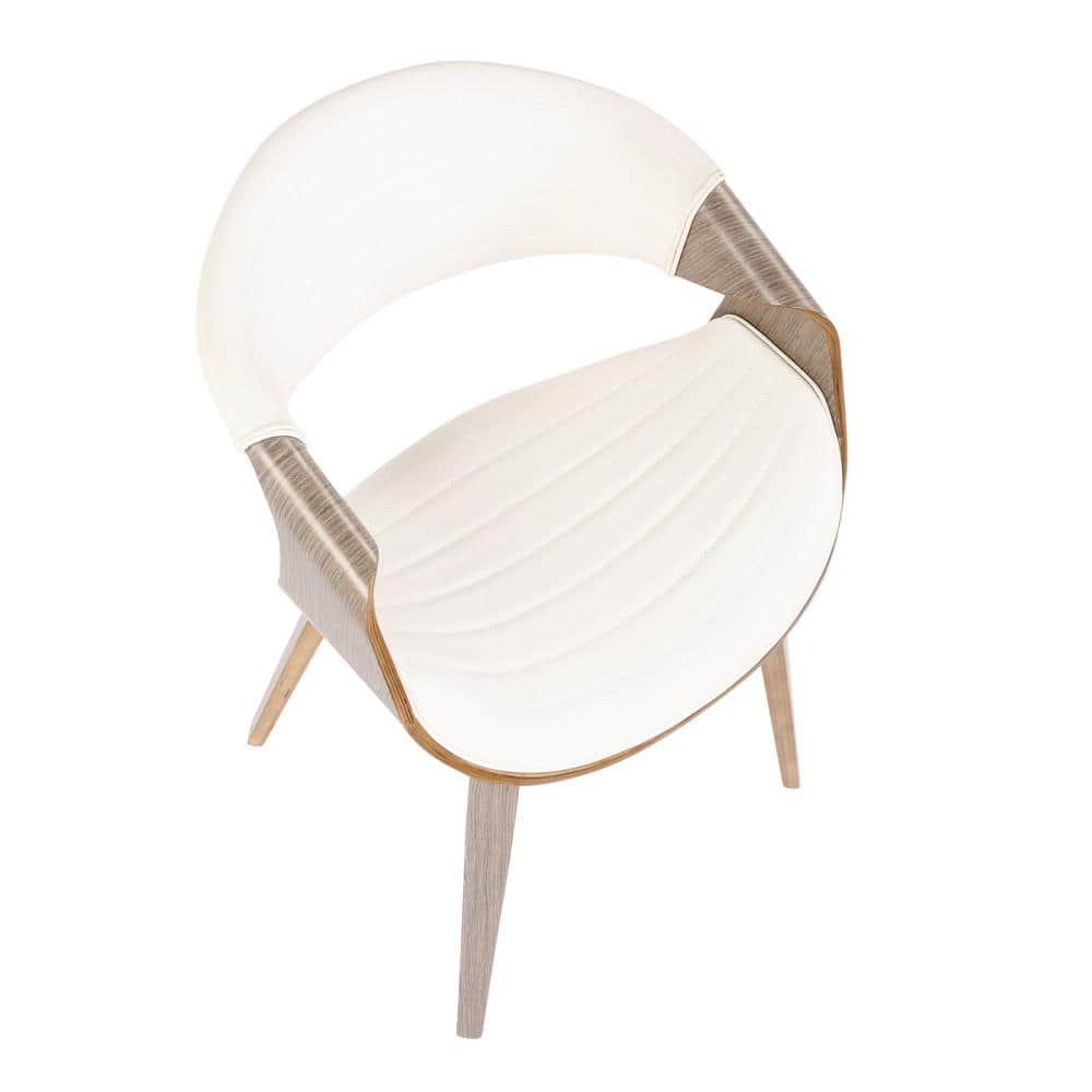 Symphony Mid-Century Modern Dining Accent Chair: Faux Leather, Wood Legs, Tufted - LumiSource