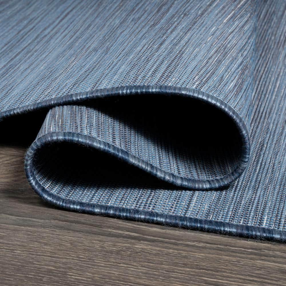 9'x12' Ethan Modern Flatweave Solid  Area Rug, Blue - JONATHAN Y