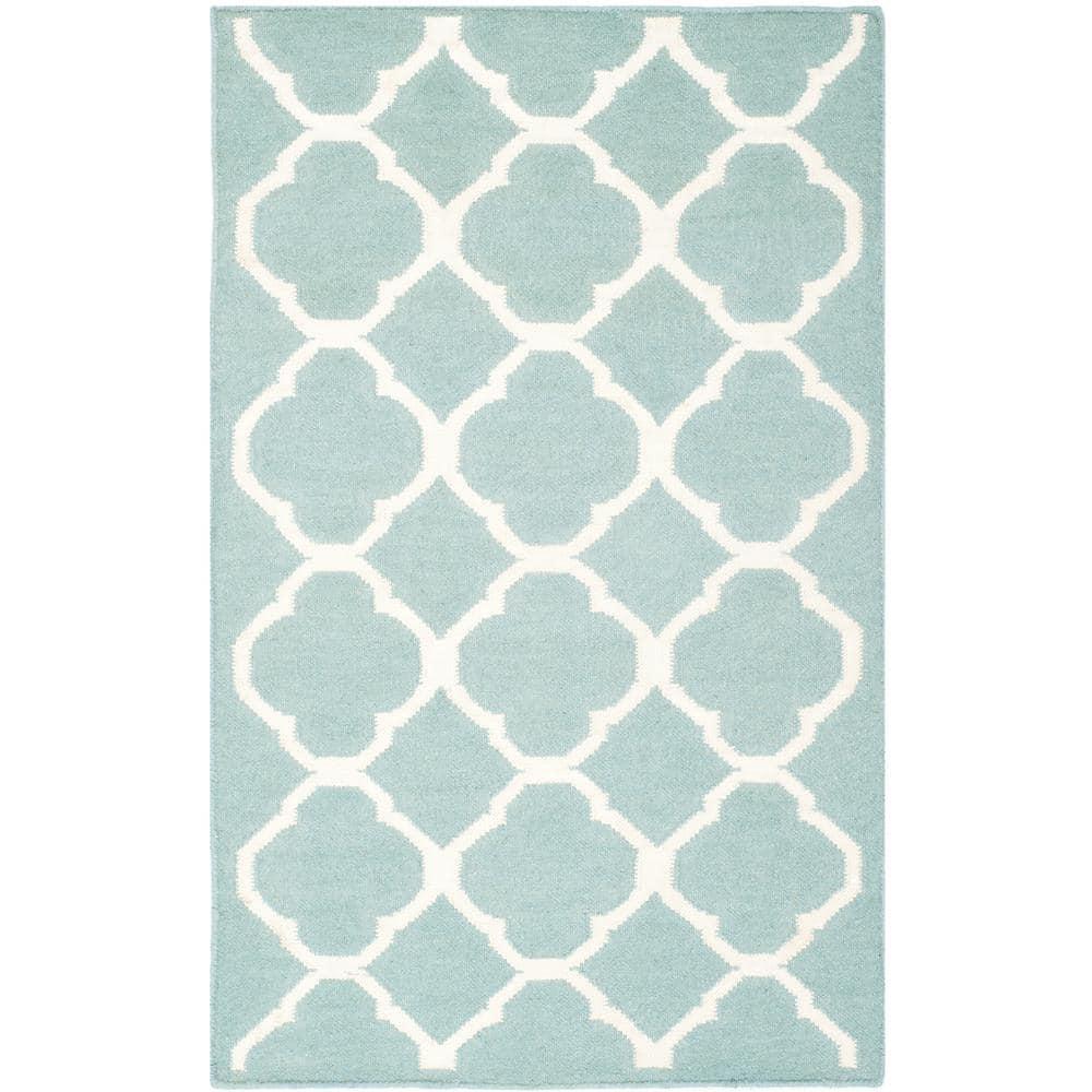 Dhurries DHU627 Hand Woven Accent Rug - Blue/Ivory - 2'6"x4' - Safavieh.