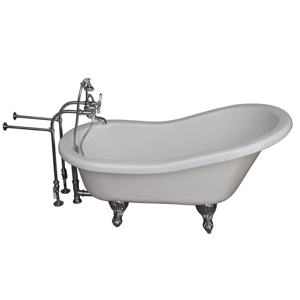 60'' x 30'' Freestanding Soaking Acrylic Bathtub with Faucet
