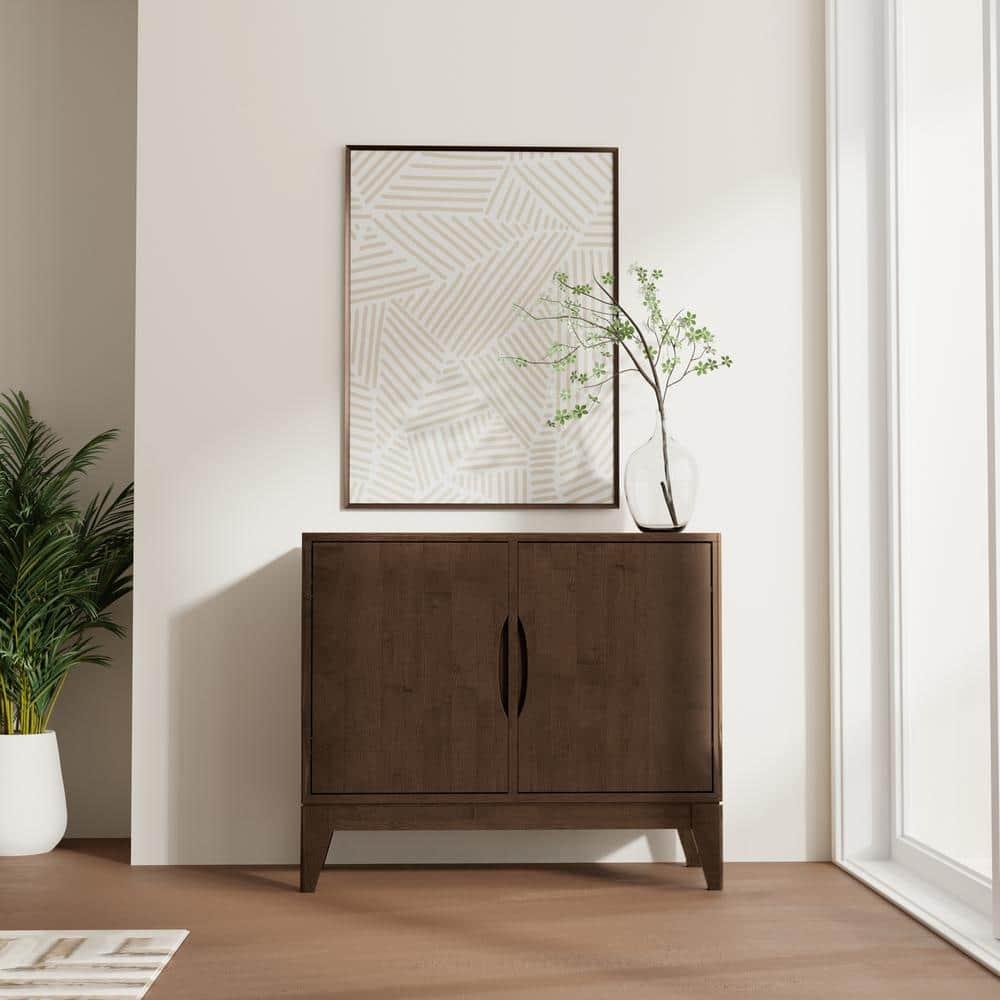 Simpli Home Harper 38"W Solid Wood Mid-Century Modern 2-Door Sideboard Buffet with Adjustable Shelves